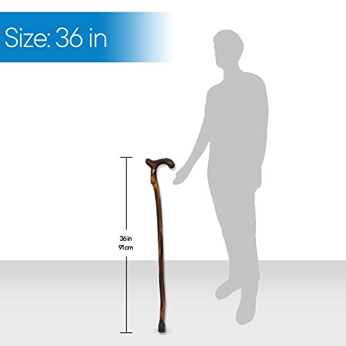 RMS Wood Cane - 36 Inches Natural Wood Walking Stick - Handcrafted Wooden Off...