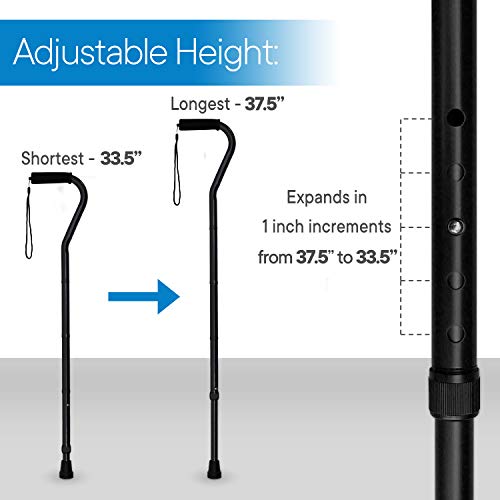 RMS Folding Cane with Offset Foam Handle, Adjustable Walking Stick with Carry...