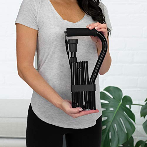 RMS Folding Cane with Offset Foam Handle, Adjustable Walking Stick with Carry...