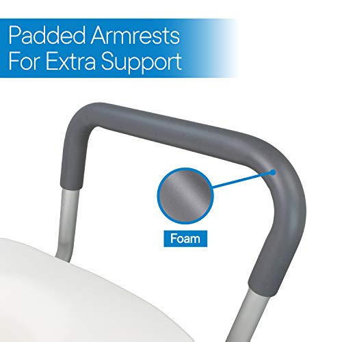 RMS Raised Toilet Seat - 5 Inch Elevated Riser with Adjustable Padded Arms - ...