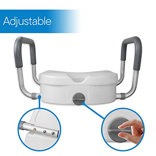 RMS Raised Toilet Seat - 5 Inch Elevated Riser with Adjustable Padded Arms - ...
