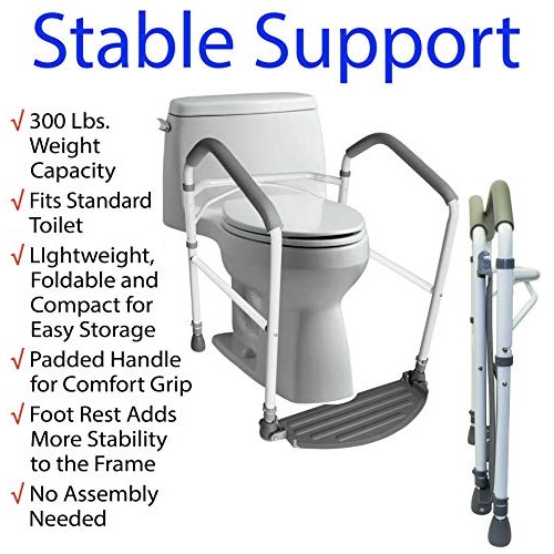 RMS Toilet Safety Frame & Rail - Folding & Portable Bathroom Toilet Safety Ra...