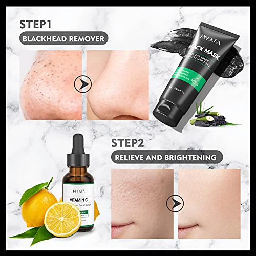 Blackhead Remover Mask, 4-in-1 Peel Off Charcoal Face Mask,Vitamin C Serum,Ex...