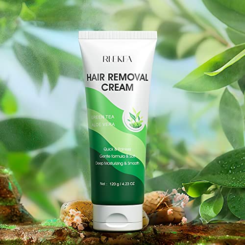 Hair Removal Cream with Green Tea & Aloe Safe and Gentle for Sensitive Skin P...