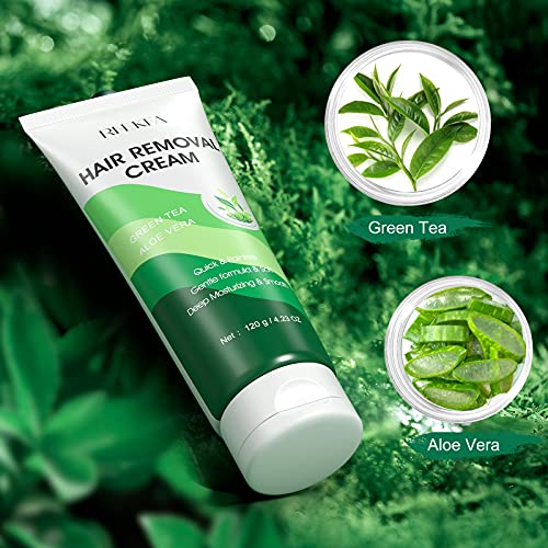 Hair Removal Cream with Green Tea & Aloe Safe and Gentle for Sensitive Skin P...