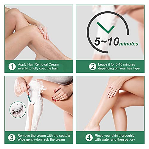 Hair Removal Cream with Green Tea & Aloe Safe and Gentle for Sensitive Skin P...