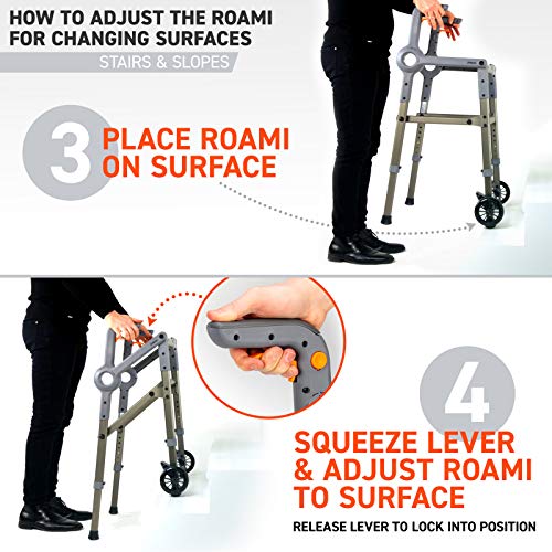 Roami Progressive Mobility Aid Walker with 2 Wheels, Rollator, Self-Adjusting...
