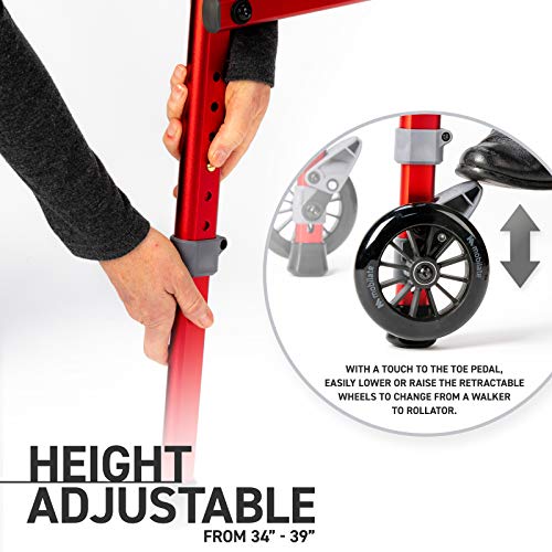 Roami Progressive Mobility Aid Walker with 2 Wheels, Rollator, Self-Adjusting...