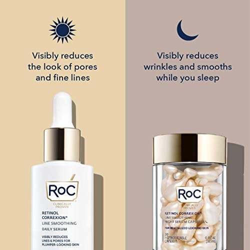 RoC Retinol Correxion Anti-Aging Wrinkle Night Serum, Daily Line Smoothing Sk...