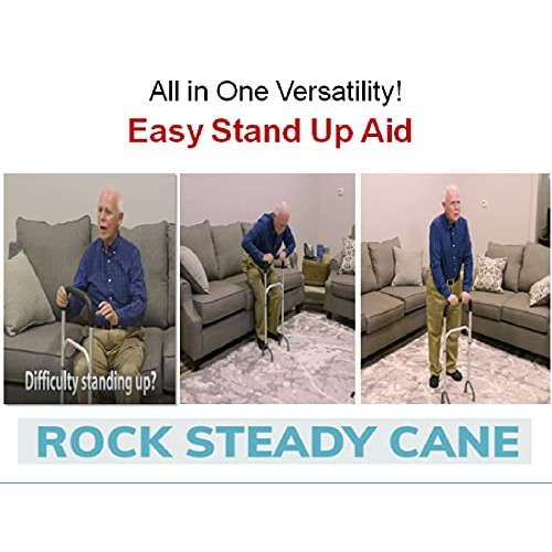 Rock Steady Cane- Stand Assist Adjustable Walking Cane Keeps You Independent ...