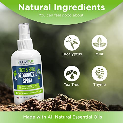 Rocket Pure Natural Shoe Deodorizer Spray & Foot Spray - Shoe Spray Deodorize...