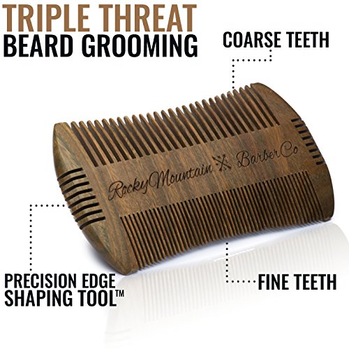 Beard Comb - Sandalwood Natural Hatchet Style for Hair - Anti-Static & No Sna...