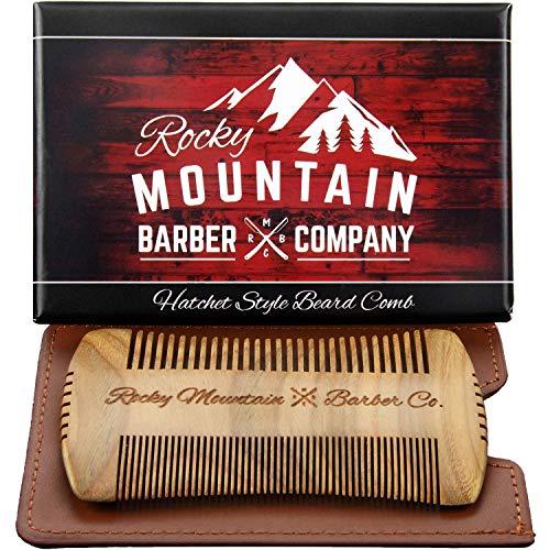 Beard Comb - Sandalwood Natural Hatchet Style for Hair - Anti-Static & No Sna...