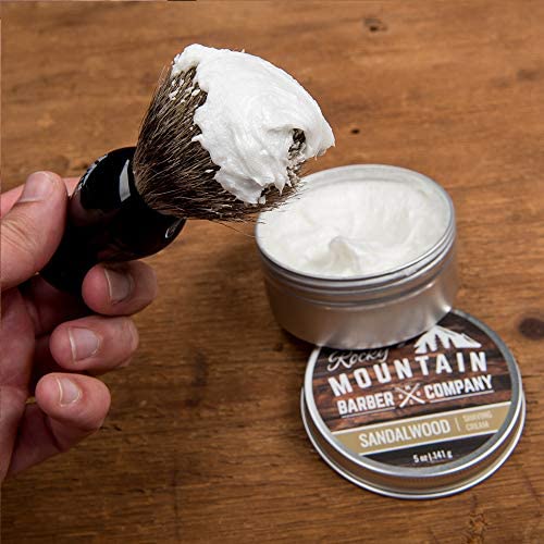 Shaving Brush with Stand - Rocky Mountain Barber Pure 100% Best Badger Hair B...