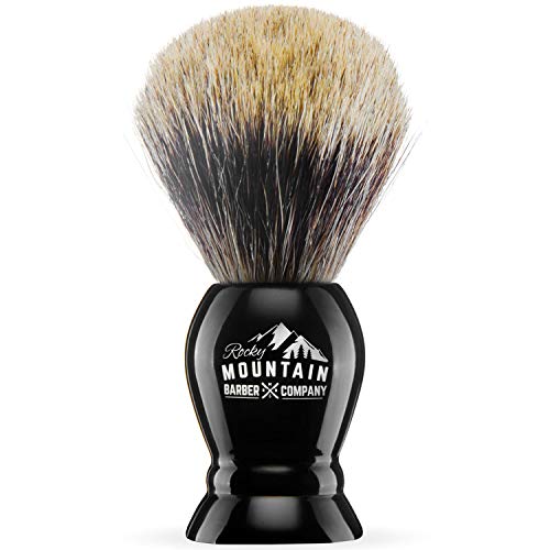 Shaving Brush with Stand - Rocky Mountain Barber Pure 100% Best Badger Hair B...