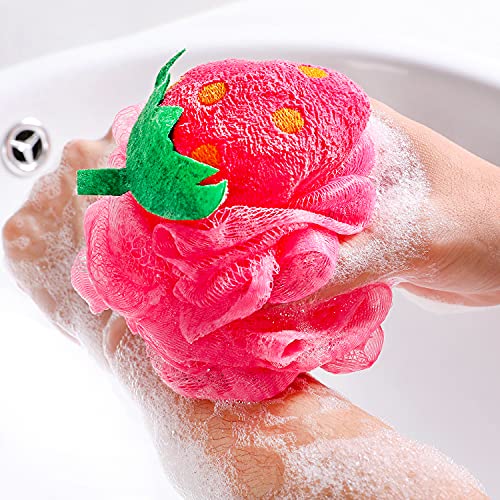 Rocutus 4pcs Child Bath Shower Sponge Pouf Loofahs Mesh Brush Shower Ball Cut...
