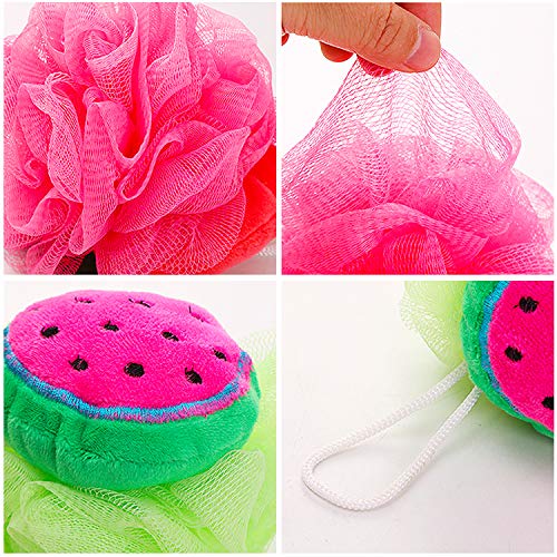 Rocutus 4pcs Child Bath Shower Sponge Pouf Loofahs Mesh Brush Shower Ball Cut...