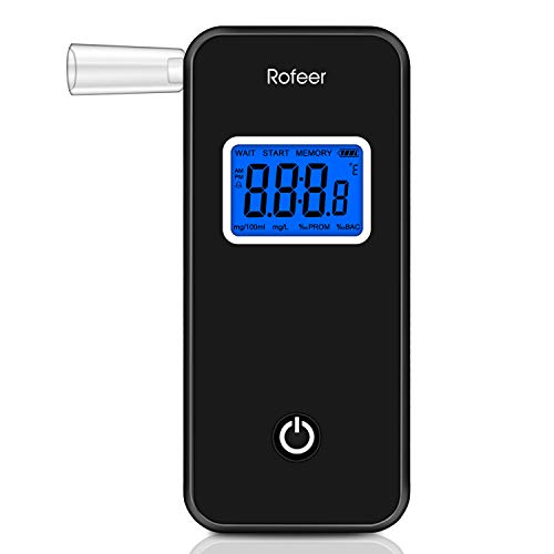Breathalyzer, Rofeer Digital Blue LCD Screen Portable Breath Alcohol Tester w...