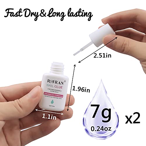 Rofran 2 Bottles Ultra Quick and Strong Nail Glue，New Formula Super Glue on ...