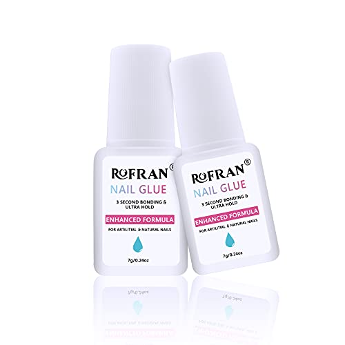 Rofran 2 Bottles Ultra Quick and Strong Nail Glue，New Formula Super Glue on ...