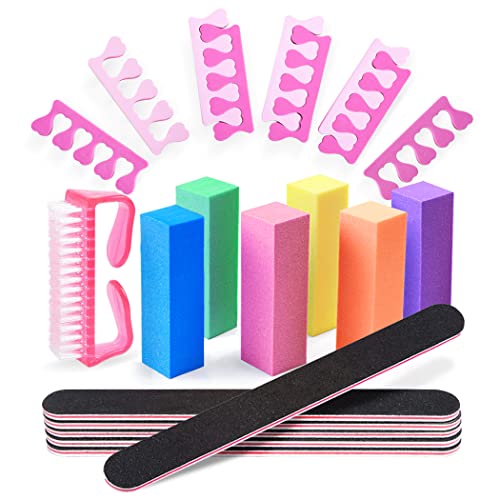 Nail Files Buffer Block,Professional Manicure Tools Kit,Sponge Toe Separator,...