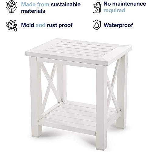 Shower Bench Waterproof - Bathroom Stool with Storage Shelf - Wood Style Bath...