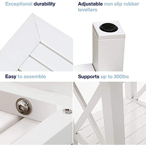 Shower Bench Waterproof - Bathroom Stool with Storage Shelf - Wood Style Bath...