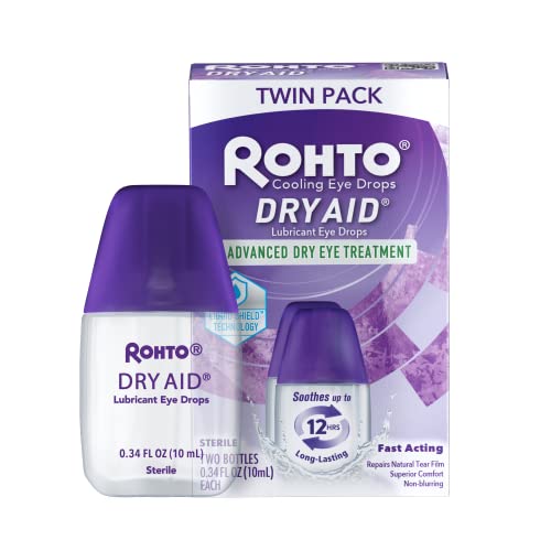 Rohto DryAid Eye Relief Lubricant Eye Drops, Twin Pack, Dry Eye Relief, 0.34 ...