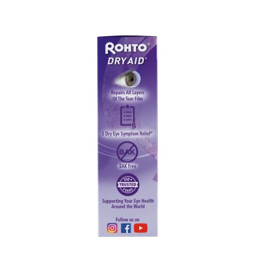 Rohto DryAid Eye Relief Lubricant Eye Drops, Twin Pack, Dry Eye Relief, 0.34 ...