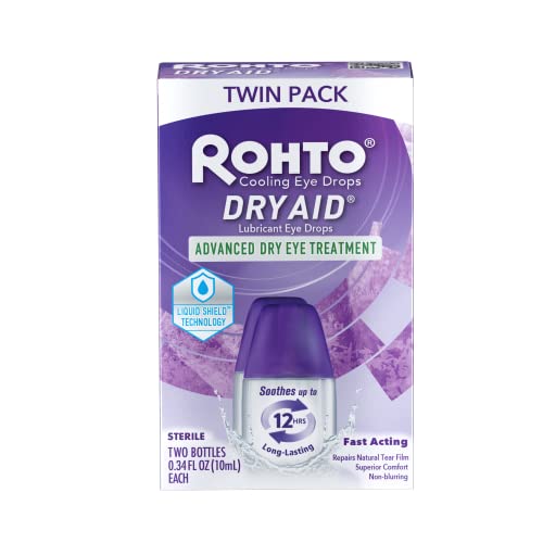 Rohto DryAid Eye Relief Lubricant Eye Drops, Twin Pack, Dry Eye Relief, 0.34 ...