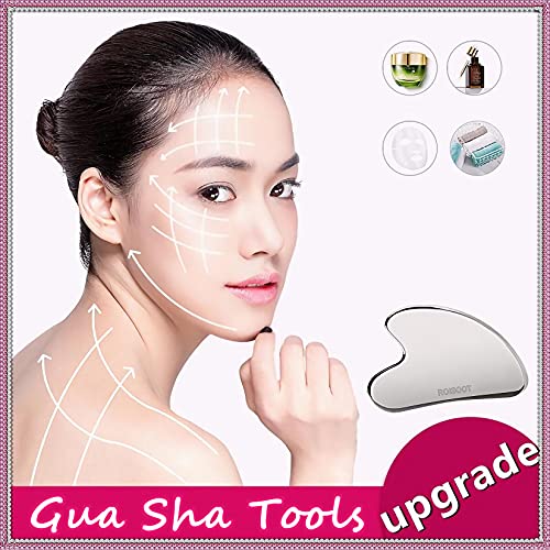 ROISOOT Upgrade Gua Sha Stainless Steel Tool for Face, Massage Scraper for Fa...
