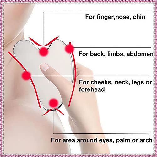 ROISOOT Upgrade Gua Sha Stainless Steel Tool for Face, Massage Scraper for Fa...