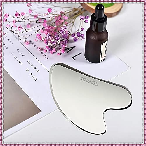 ROISOOT Upgrade Gua Sha Stainless Steel Tool for Face, Massage Scraper for Fa...