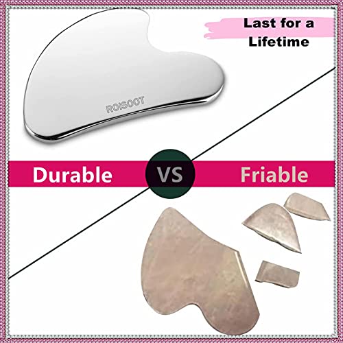 ROISOOT Upgrade Gua Sha Stainless Steel Tool for Face, Massage Scraper for Fa...