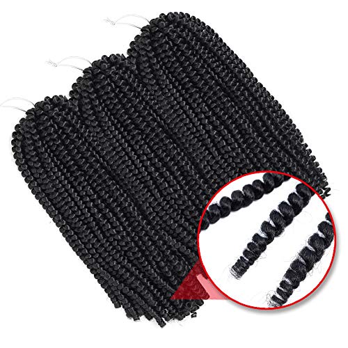 ROKTRESS Spring Twist Hair 14 Inch - 6 packs 1B Pre-looped spring twist croch...