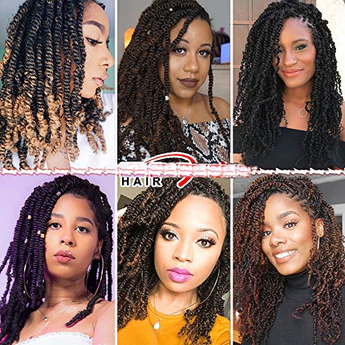 ROKTRESS Spring Twist Hair 14 Inch - 6 packs 1B Pre-looped spring twist croch...