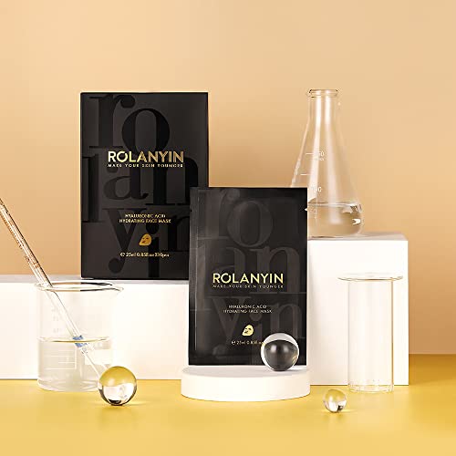 Rolanyin Hyaluronic Acid Hydrating Sheet Facial Mask Pack of 10 Sensitive Ski...