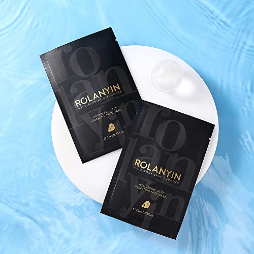 Rolanyin Hyaluronic Acid Hydrating Sheet Facial Mask Pack of 10 Sensitive Ski...