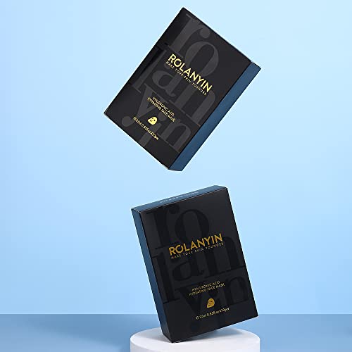 Rolanyin Hyaluronic Acid Hydrating Sheet Facial Mask Pack of 10 Sensitive Ski...