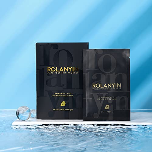Rolanyin Hyaluronic Acid Hydrating Sheet Facial Mask Pack of 10 Sensitive Ski...