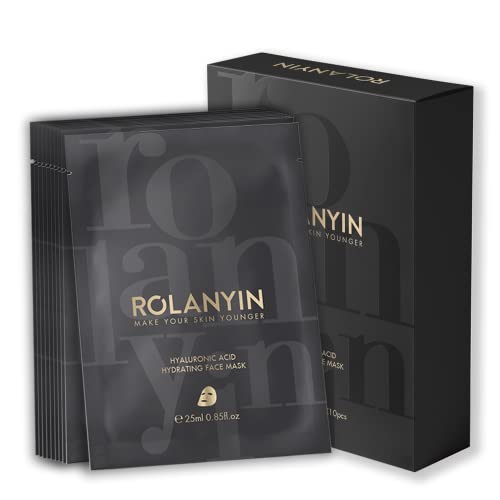Rolanyin Hyaluronic Acid Hydrating Sheet Facial Mask Pack of 10 Sensitive Ski...
