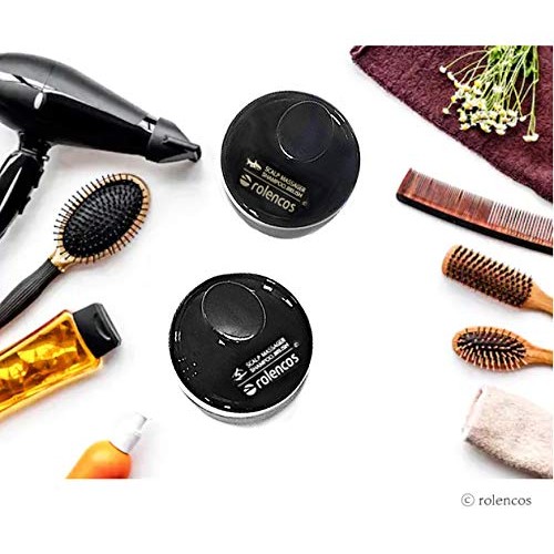 Rolencos Scalp Massager Shampoo Brush (Black with Silver Logo)