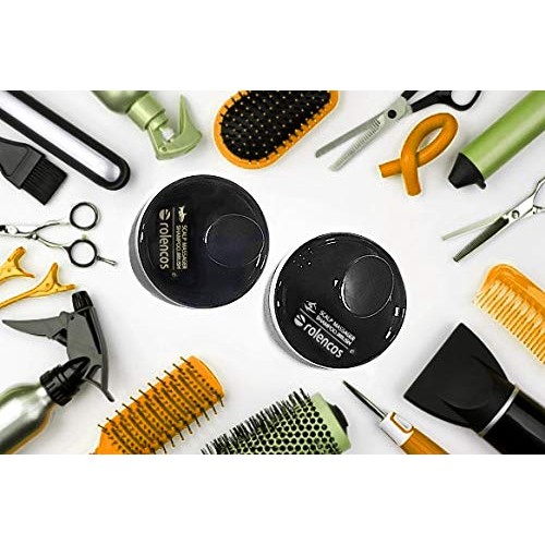 Rolencos Scalp Massager Shampoo Brush (Black with Silver Logo)