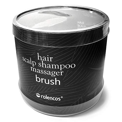 Rolencos Scalp Massager Shampoo Brush (Black with Silver Logo)