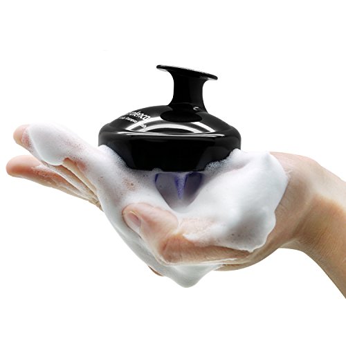 Rolencos Scalp Massager Shampoo Brush (Black with Silver Logo)