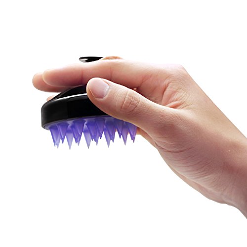 Rolencos Scalp Massager Shampoo Brush (Black with Silver Logo)