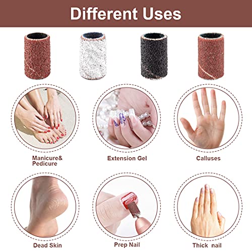 242 Pieces Professional Sanding Bands for Nail Drill 240 Pieces 3 Color Coars...
