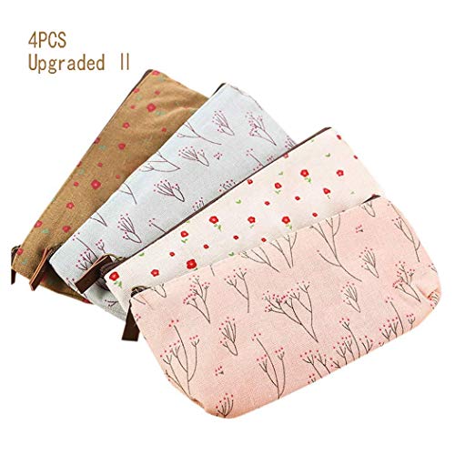 Countryside Flower Floral Cosmetic Makeup Bag Cute Floral Flower Canvas Zippe...