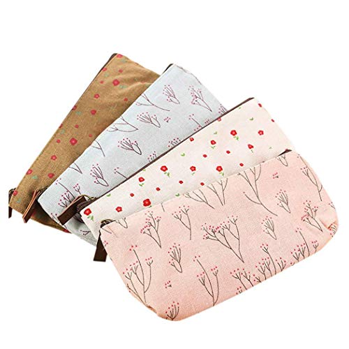 Countryside Flower Floral Cosmetic Makeup Bag Cute Floral Flower Canvas Zippe...