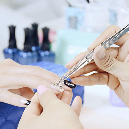 Stainless Steel Tweezers, with Curved Serrated Tip Multipurpose Tweezers Sewi...